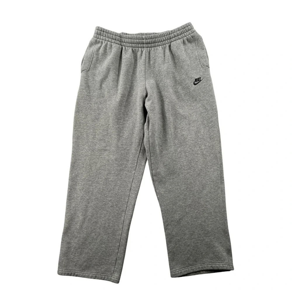 Nike Sportswear Open-Hem Fleece Sweatpants Mens XXL Light Gray Loose Fit Baggy